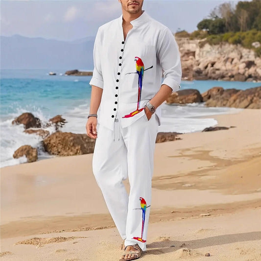 Spring Autumn Casual Lapel Long-Sleeve Mens Shirt Set - RALO COLLECTION STUDIO