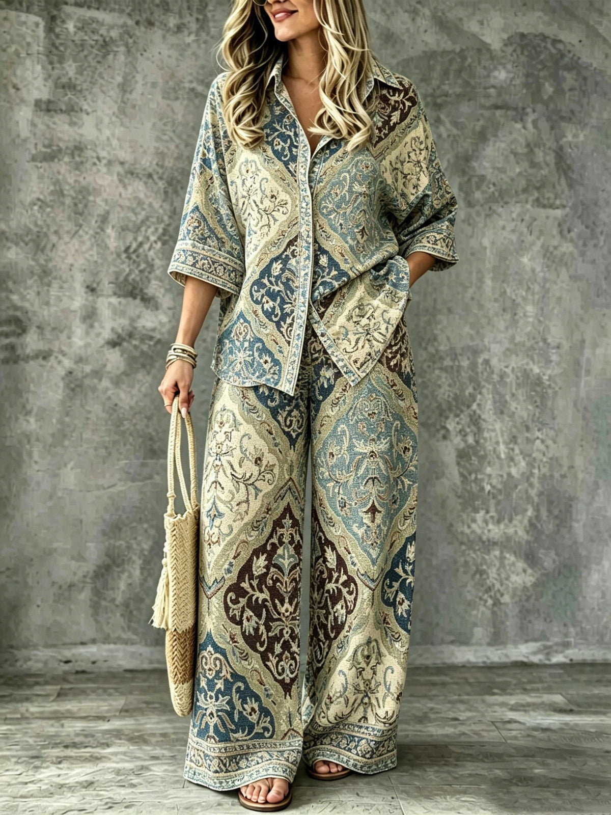 Spring Summer Womens Shirt Set With Digital Print - RALO COLLECTION STUDIO