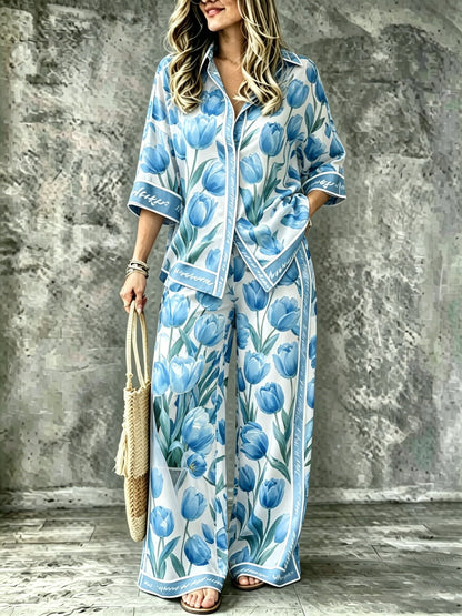 Spring Summer Womens Shirt Set With Digital Print - RALO COLLECTION STUDIO