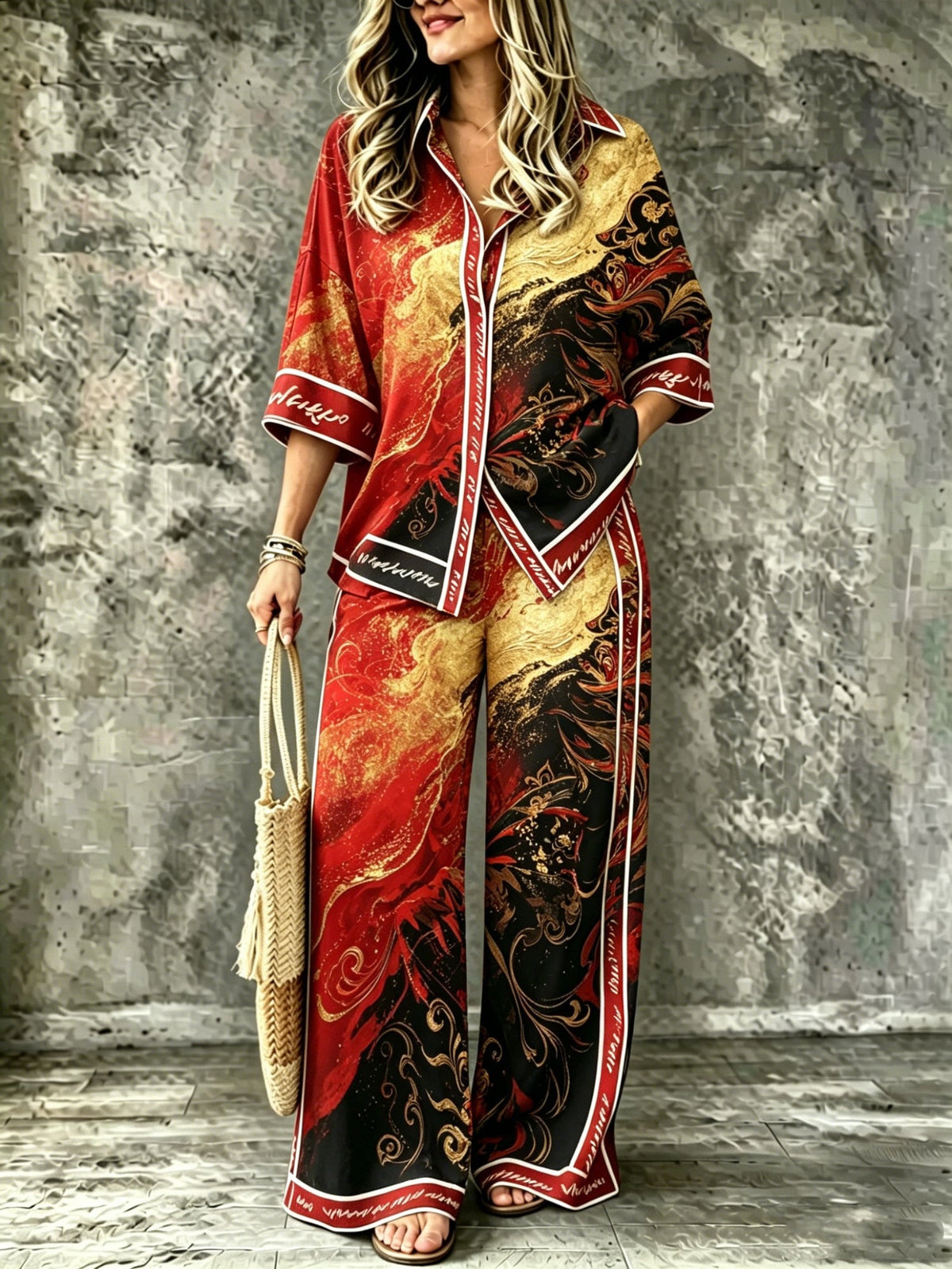 Spring Summer Womens Shirt Set With Digital Print - RALO COLLECTION STUDIO