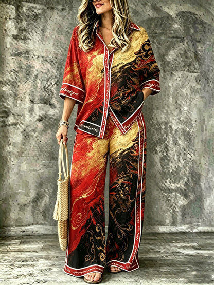 Spring Summer Womens Shirt Set With Digital Print - RALO COLLECTION STUDIO