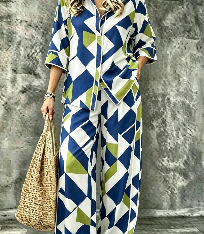 Spring Summer Womens Shirt Set With Digital Print - RALO COLLECTION STUDIO