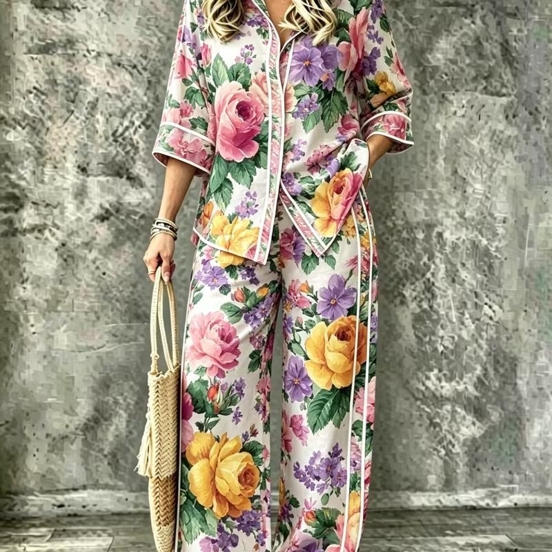 Spring Summer Womens Shirt Set With Digital Print - RALO COLLECTION STUDIO
