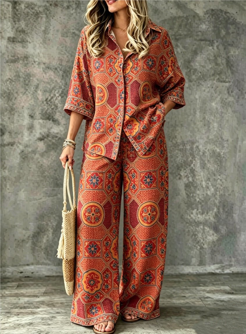 Spring Summer Womens Shirt Set With Digital Print - RALO COLLECTION STUDIO