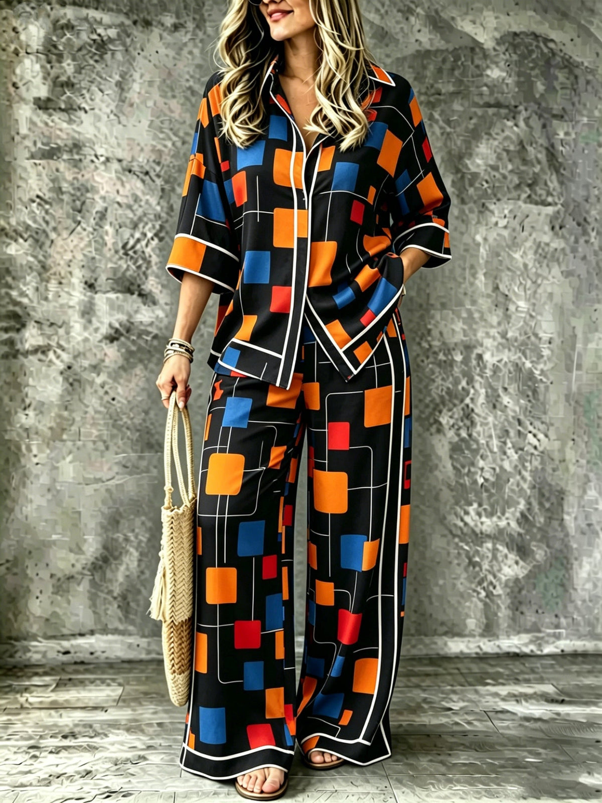 Spring Summer Womens Shirt Set With Digital Print - RALO COLLECTION STUDIO