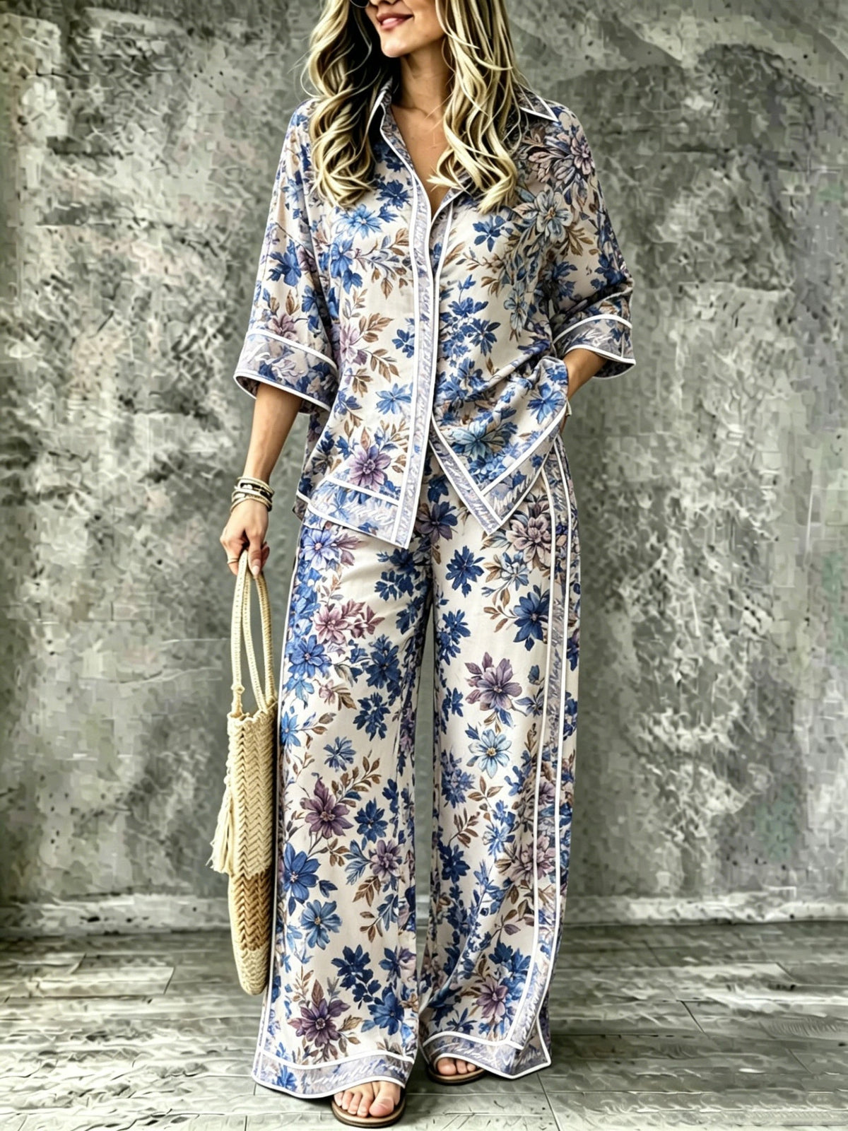 Spring Summer Womens Shirt Set With Digital Print - RALO COLLECTION STUDIO