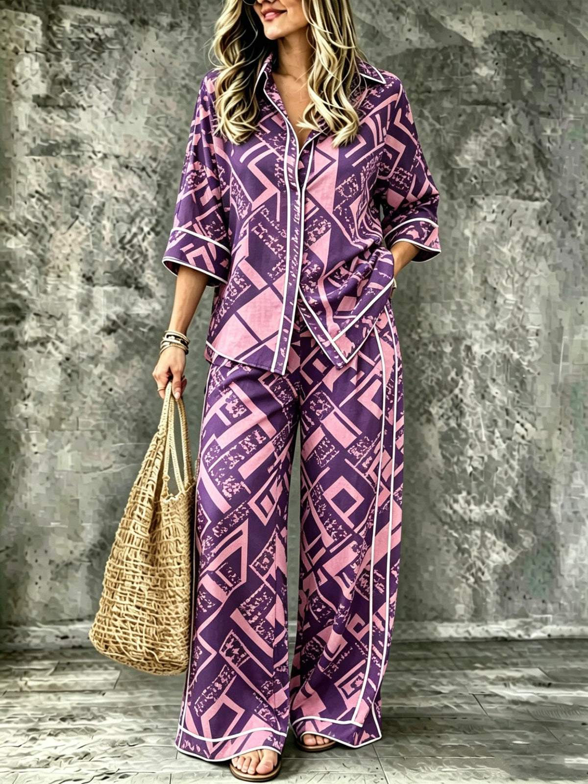 Spring Summer Womens Shirt Set With Digital Print - RALO COLLECTION STUDIO