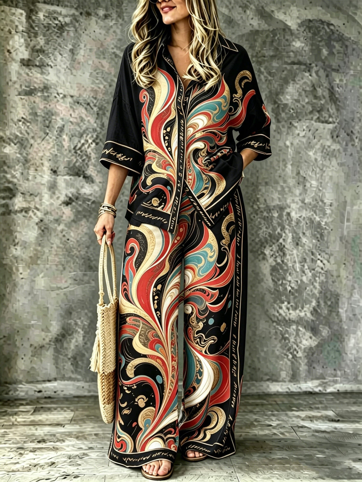 Spring Summer Womens Shirt Set With Digital Print - RALO COLLECTION STUDIO