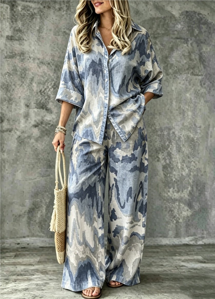 Spring Summer Womens Shirt Set With Digital Print - RALO COLLECTION STUDIO