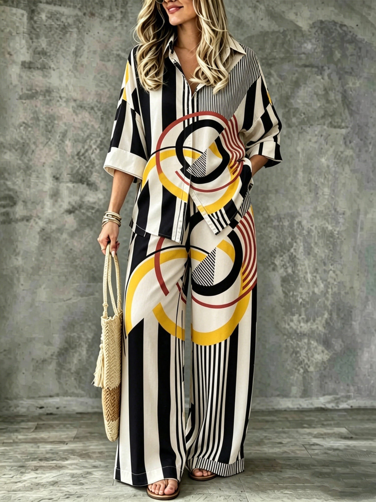 Spring Summer Womens Shirt Set With Digital Print - RALO COLLECTION STUDIO