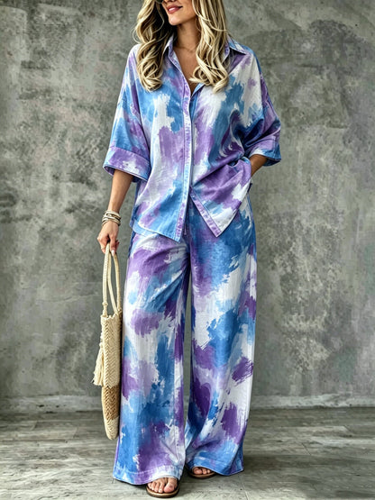 Spring Summer Womens Shirt Set With Digital Print - RALO COLLECTION STUDIO