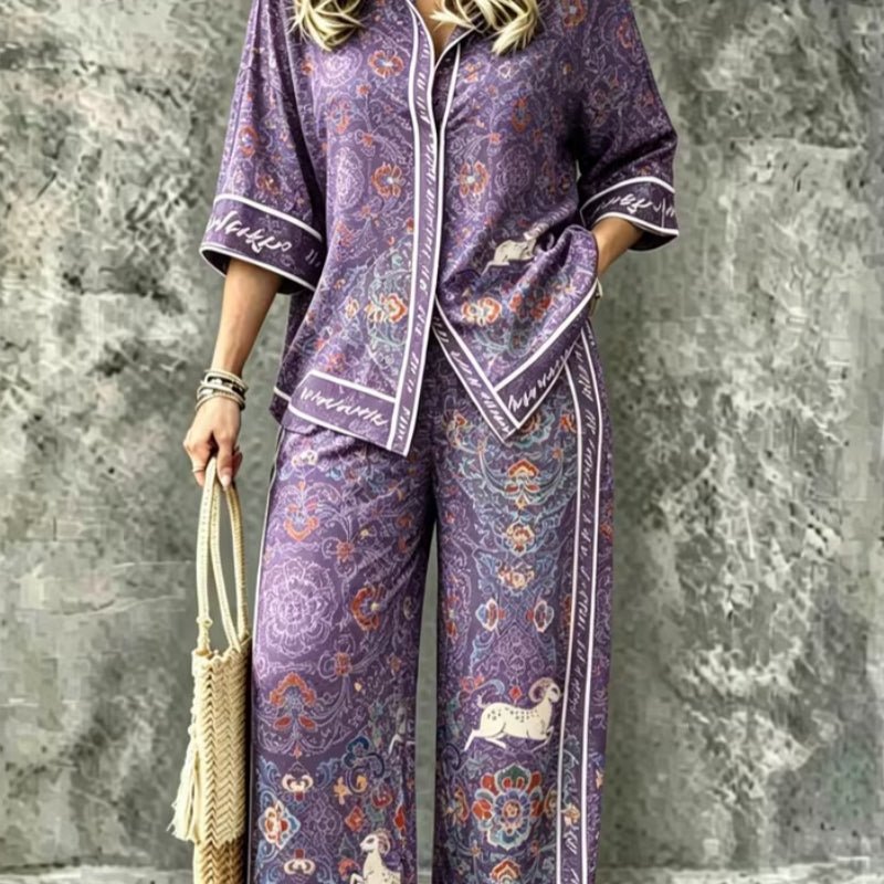 Spring Summer Womens Shirt Set With Digital Print - RALO COLLECTION STUDIO