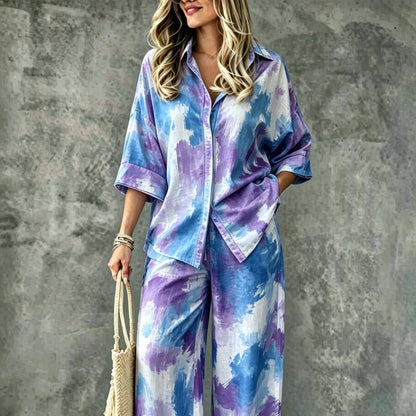 Spring Summer Womens Shirt Set With Digital Print - RALO COLLECTION STUDIO