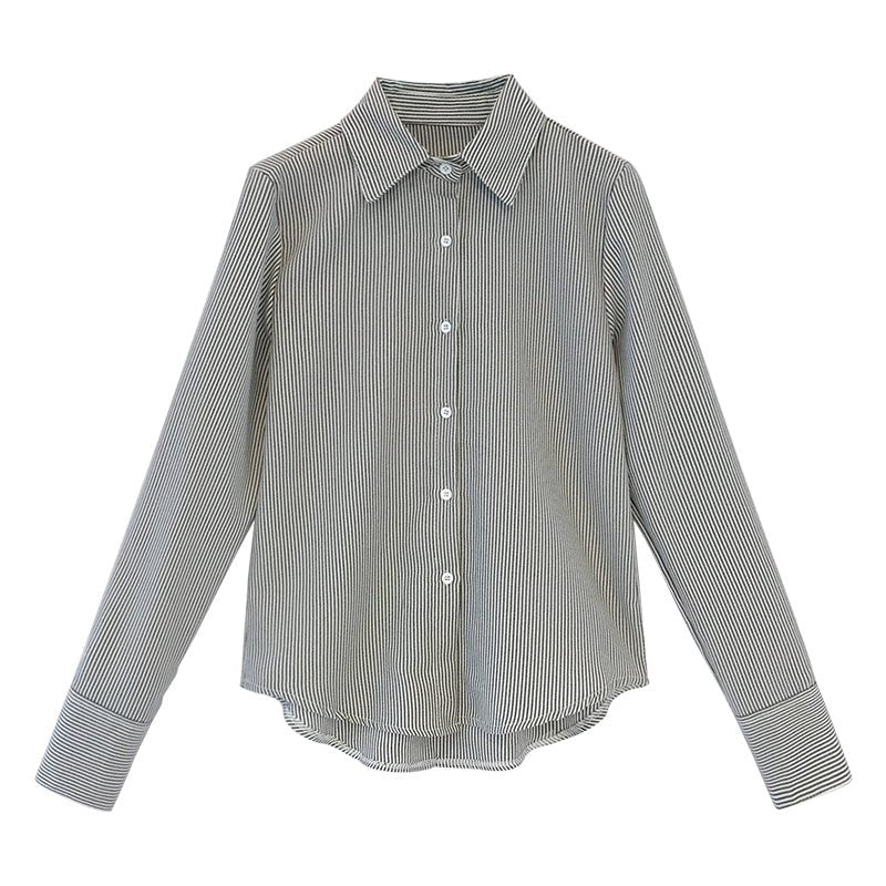 Spring Women's Korean Style New Casual Student Shirt Bottoming Shirt Fashion Loose Long-Sleeved Vertical Striped Shirt - RALO COLLECTION STUDIO
