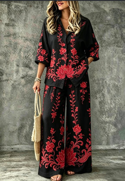 SpringSummer Digital-Print Shirt And Pants Set - RALO COLLECTION STUDIO