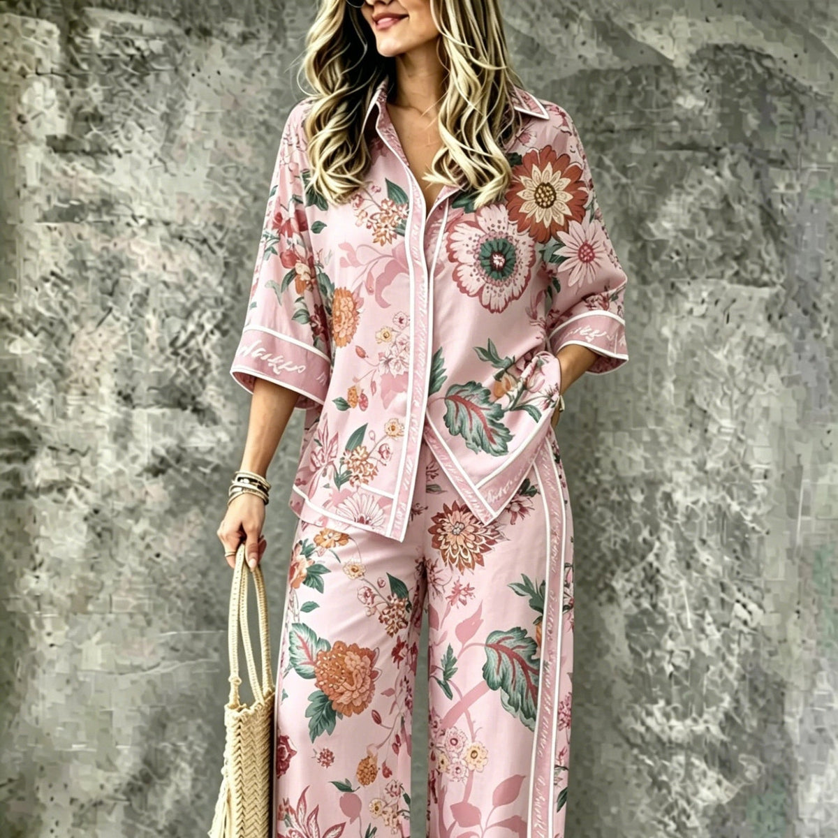 SpringSummer Digital-Print Shirt And Pants Set - RALO COLLECTION STUDIO