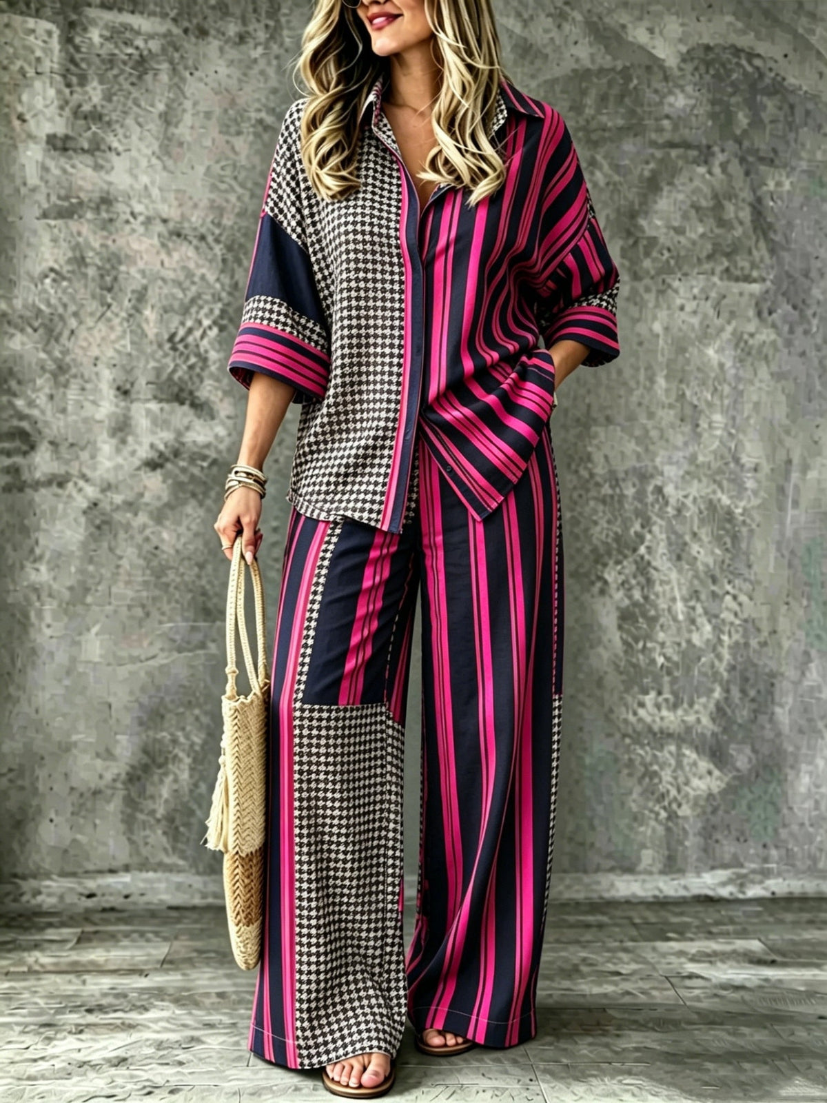 SpringSummer Digital-Print Shirt And Pants Set - RALO COLLECTION STUDIO
