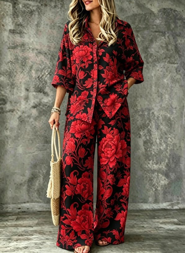 SpringSummer Digital-Print Shirt And Pants Set - RALO COLLECTION STUDIO