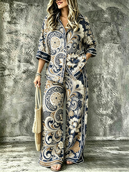 SpringSummer Digital-Print Shirt And Pants Set - RALO COLLECTION STUDIO