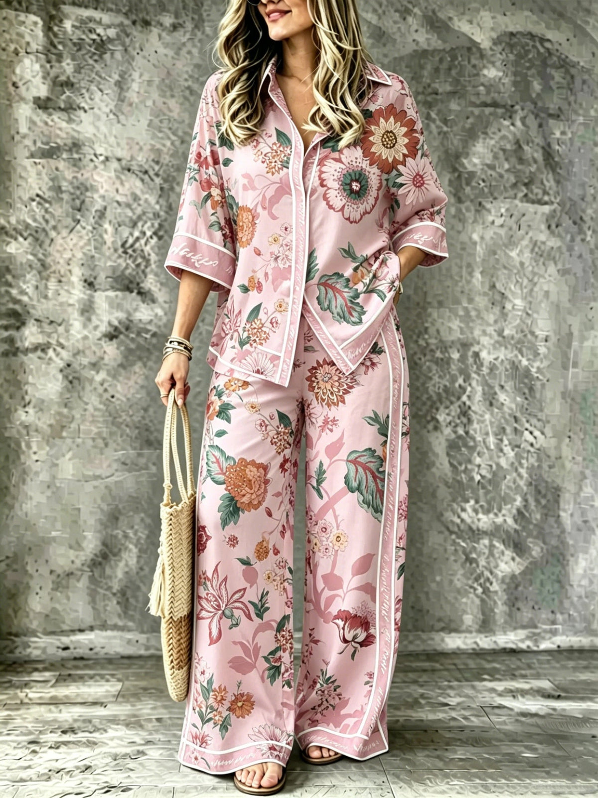 SpringSummer Digital-Print Shirt And Pants Set - RALO COLLECTION STUDIO