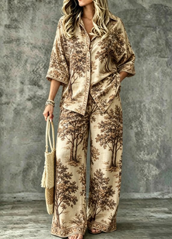 SpringSummer Digital-Print Shirt And Pants Set - RALO COLLECTION STUDIO