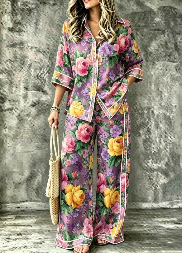 SpringSummer Digital-Print Shirt And Pants Set - RALO COLLECTION STUDIO
