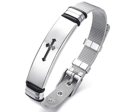 RALO Collection Stainless Steel Cross Bible Charm Bracelet – Adjustable Christian Bracelet for Men - RALO COLLECTION STUDIO
