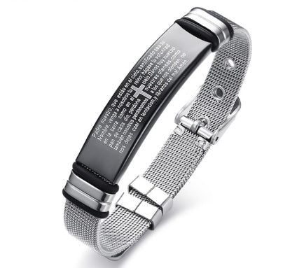 RALO Collection Stainless Steel Cross Bible Charm Bracelet – Adjustable Christian Bracelet for Men - RALO COLLECTION STUDIO