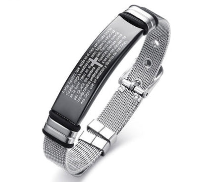 RALO Collection Stainless Steel Cross Bible Charm Bracelet – Adjustable Christian Bracelet for Men - RALO COLLECTION STUDIO