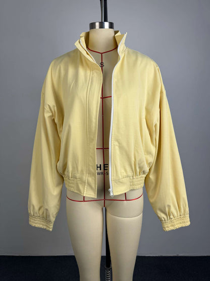 Stand Collar Zip Up Cropped Bomber Jacket - RALO COLLECTION STUDIO