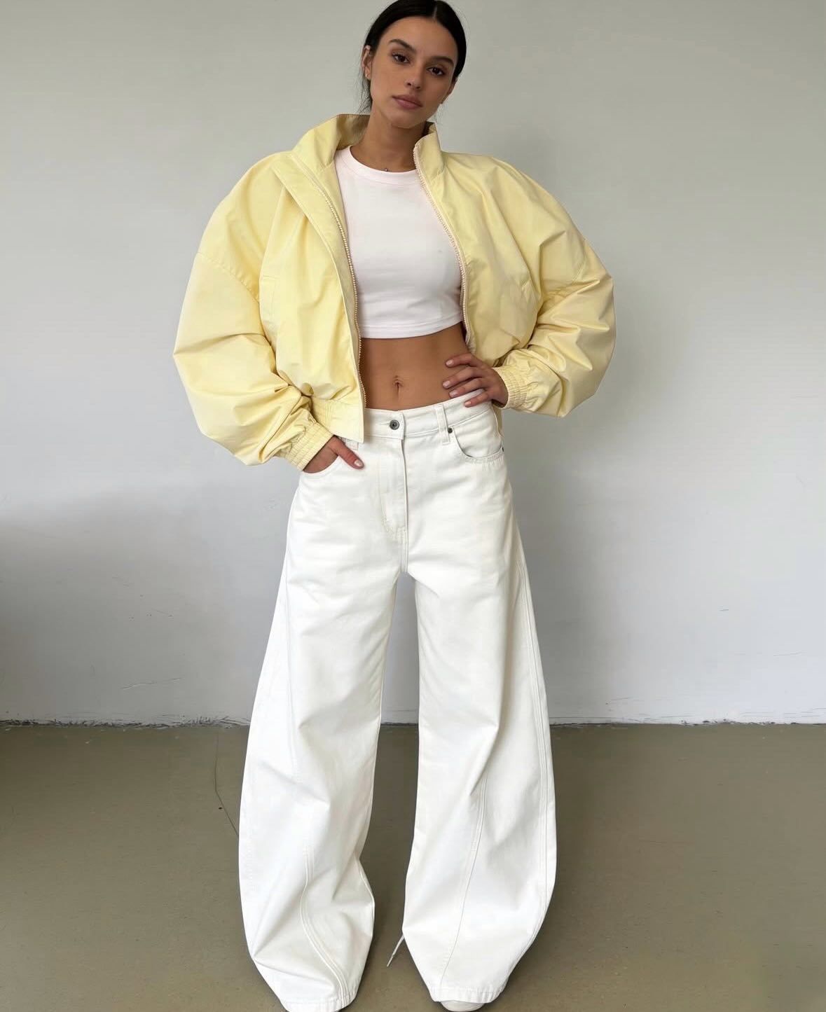 Stand Collar Zip Up Cropped Bomber Jacket - RALO COLLECTION STUDIO