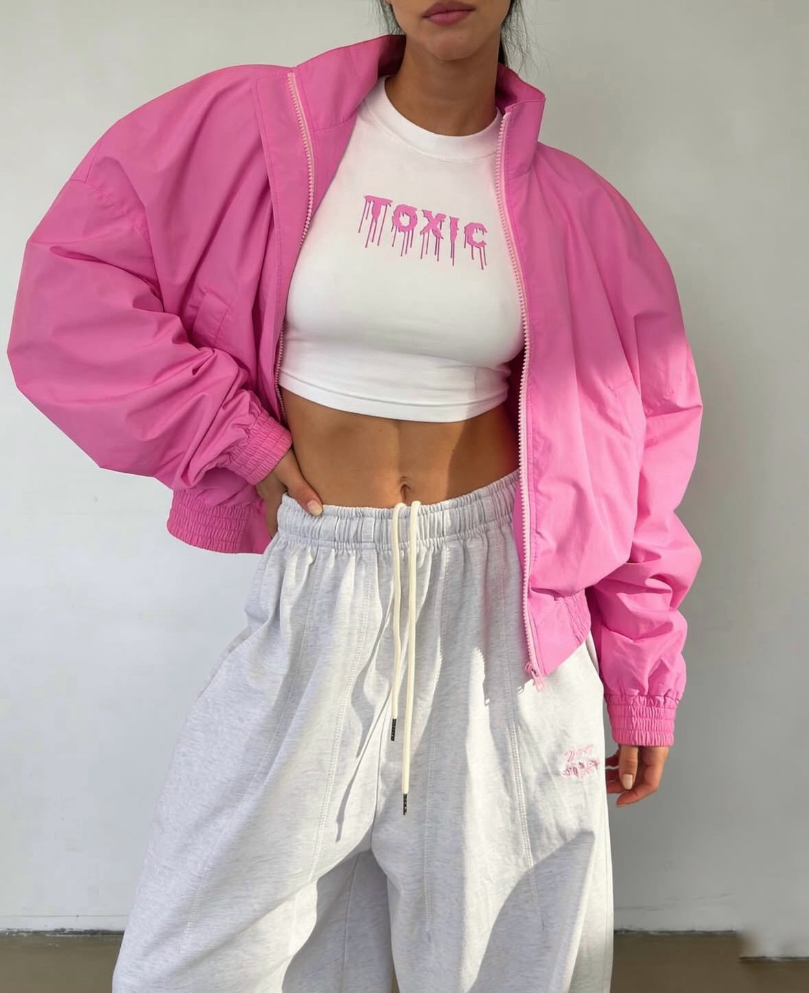Stand Collar Zip Up Cropped Bomber Jacket - RALO COLLECTION STUDIO