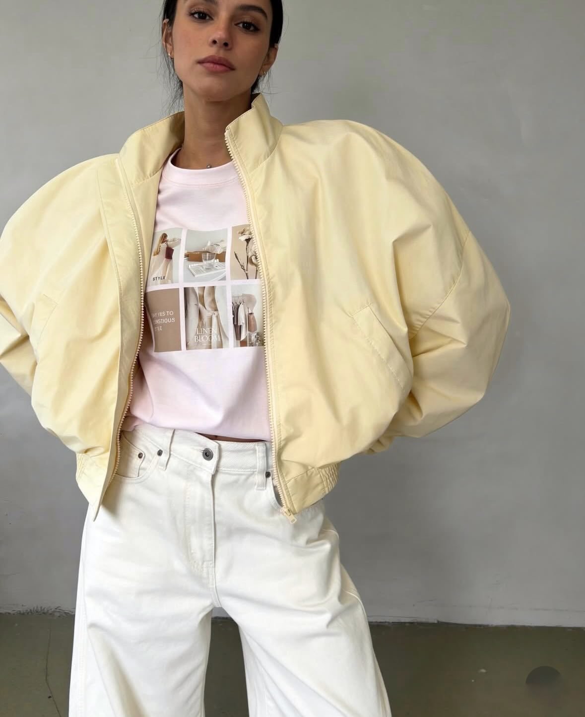 Stand Collar Zip Up Cropped Bomber Jacket - RALO COLLECTION STUDIO