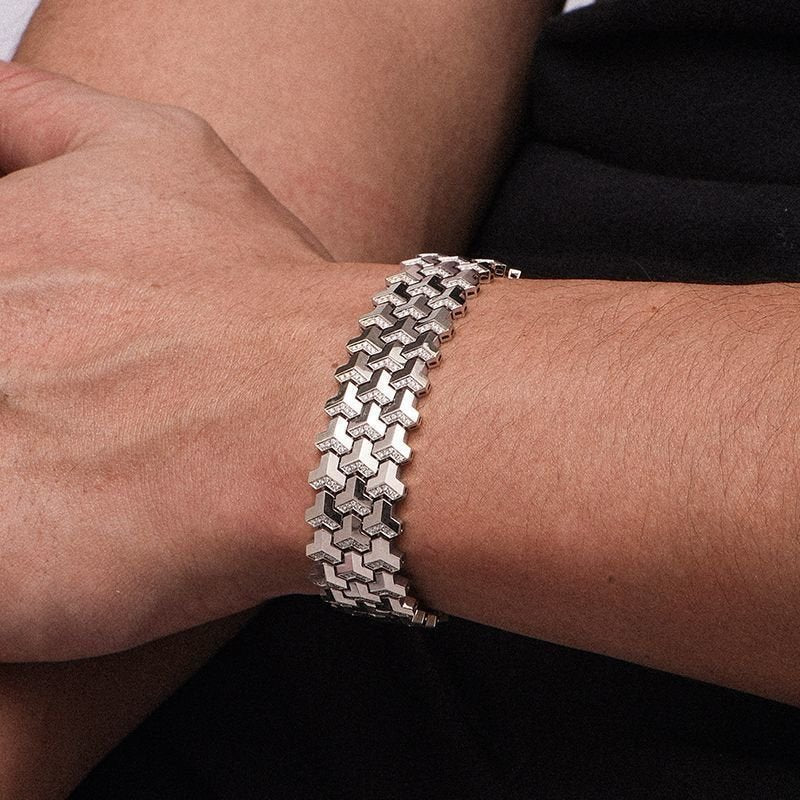 Sterling Silver Mountain Pattern Gold-Light Luxury Zircon Bracelet For Men And Women - RALO COLLECTION STUDIO