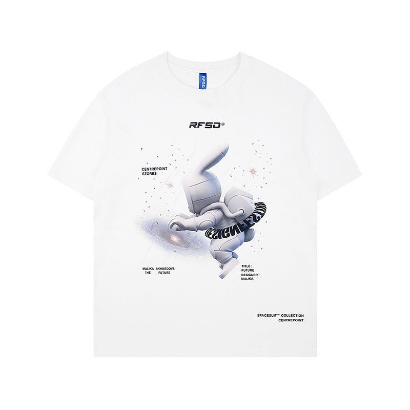 Street Anime Moon Rabbit Print Loose Men's T-shirt - RALO COLLECTION STUDIO