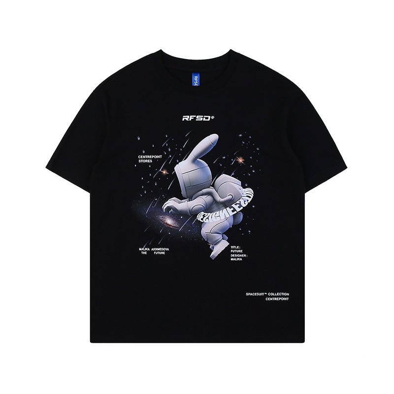Street Anime Moon Rabbit Print Loose Men's T-shirt - RALO COLLECTION STUDIO