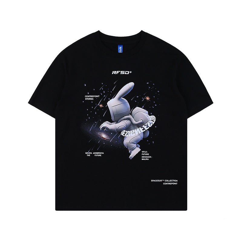 Street Anime Moon Rabbit Print Loose Men's T-shirt - RALO COLLECTION STUDIO