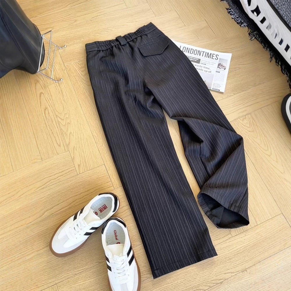 Striped Dress Pants Mens Straight-leg Loose Wide-leg Pants - RALO COLLECTION STUDIO