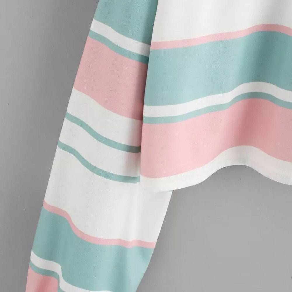 Striped Polo Collar Long Sleeve T-Shirt Woman Spring - RALO COLLECTION STUDIO