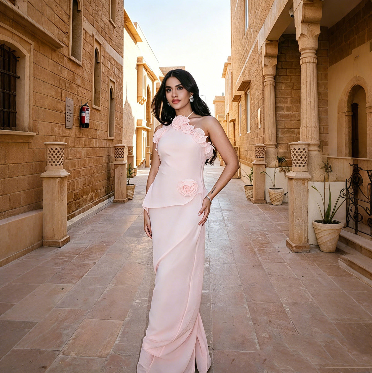 Stylish Chiffon Dress With Ruffled Hem - RALO COLLECTION STUDIO