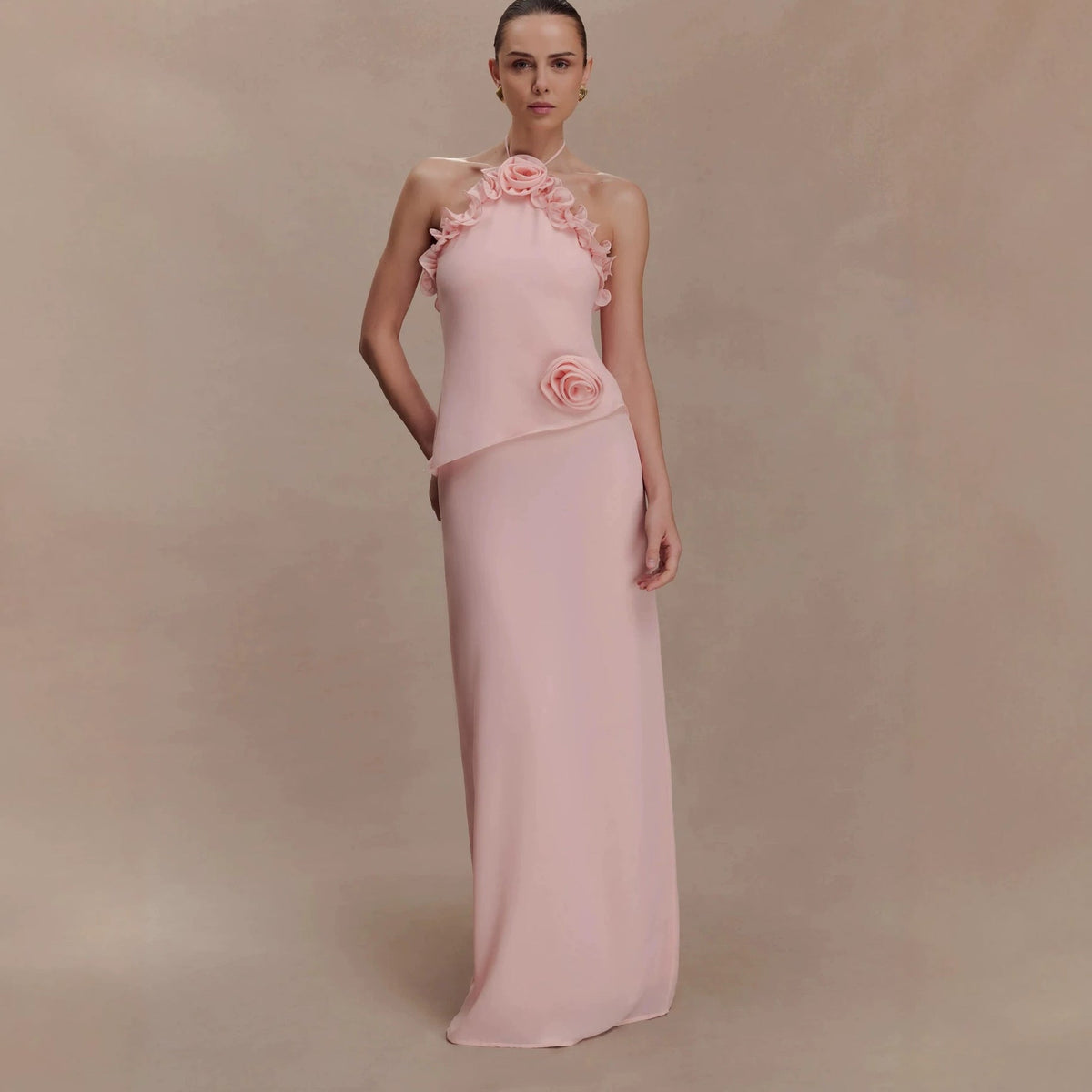 Stylish Chiffon Dress With Ruffled Hem - RALO COLLECTION STUDIO