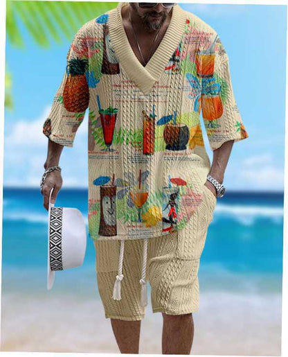 Summer Relaxed-fit Short-sleeve T-shirt And Shorts V-neck Sports Two-piece Set - RALO COLLECTION STUDIO
