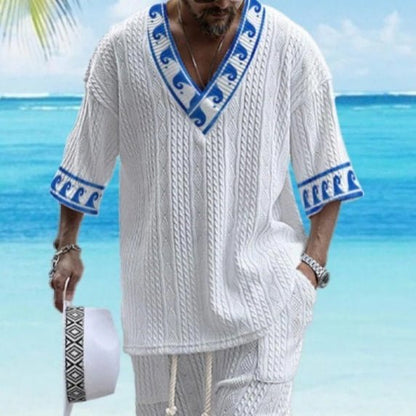 Summer Relaxed-fit Short-sleeve T-shirt And Shorts V-neck Sports Two-piece Set - RALO COLLECTION STUDIO