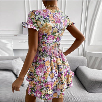 Summer Women's Bow Print Lace Mid Length Dress - RALO COLLECTION STUDIO