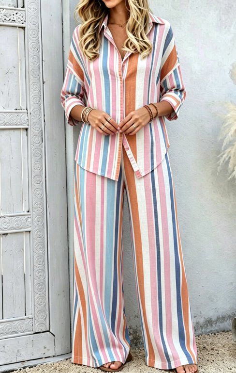 Summer Womens Shirt Set With A Digital-print Collar - RALO COLLECTION STUDIO