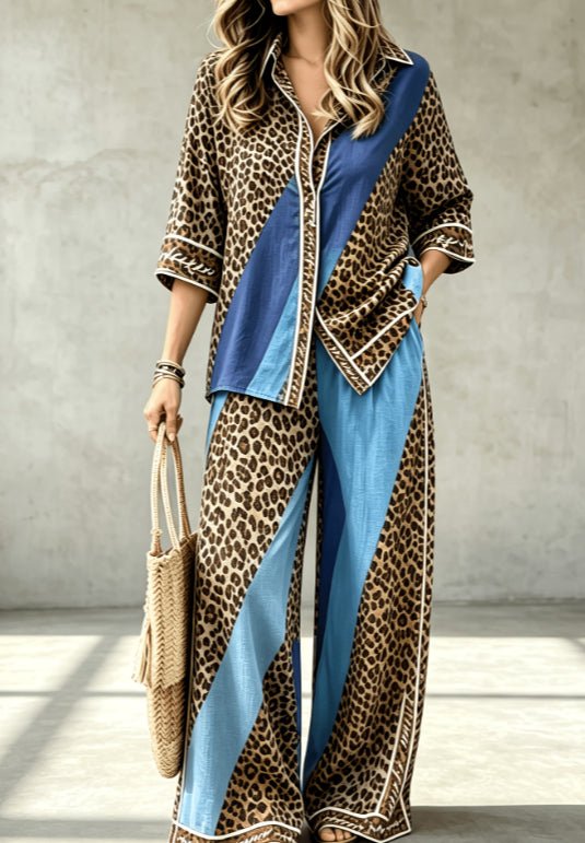 Summer Womens Shirt Set With A Digital-print Collar - RALO COLLECTION STUDIO