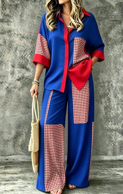 Summer Womens Shirt Set With A Digital-print Collar - RALO COLLECTION STUDIO