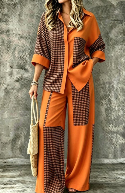 Summer Womens Shirt Set With A Digital-print Collar - RALO COLLECTION STUDIO