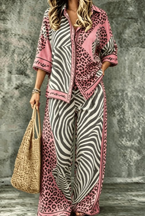 Summer Womens Shirt Set With A Digital-print Collar - RALO COLLECTION STUDIO