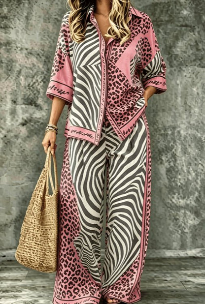 Summer Womens Shirt Set With A Digital-print Collar - RALO COLLECTION STUDIO